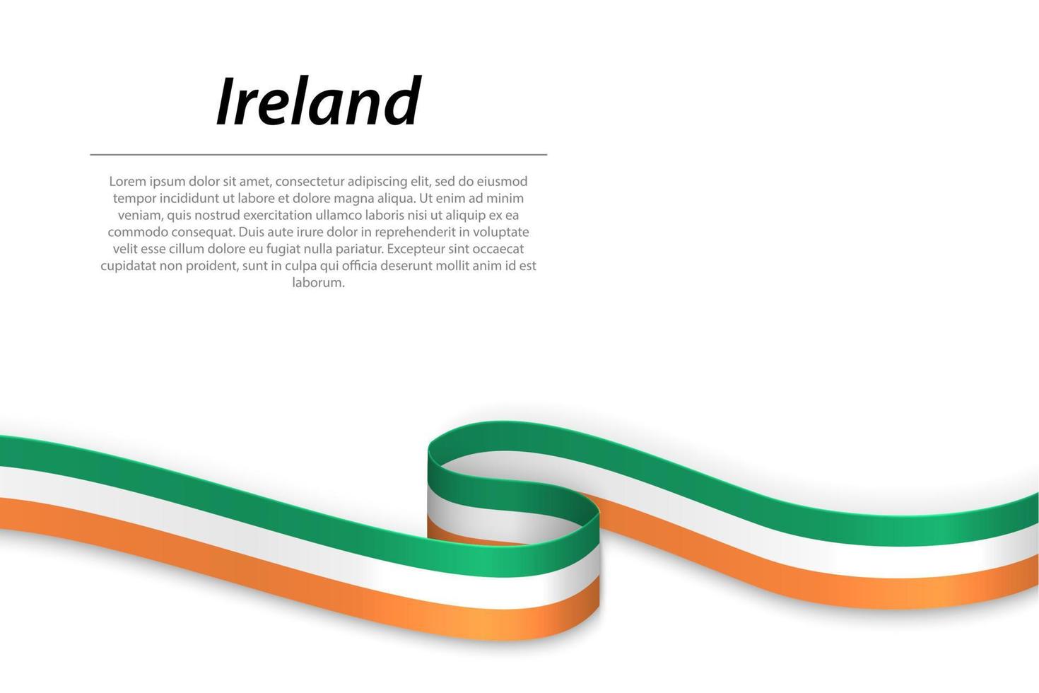 agitant ruban ou bannière avec drapeau de Irlande. modèle pour indépendance journée vecteur