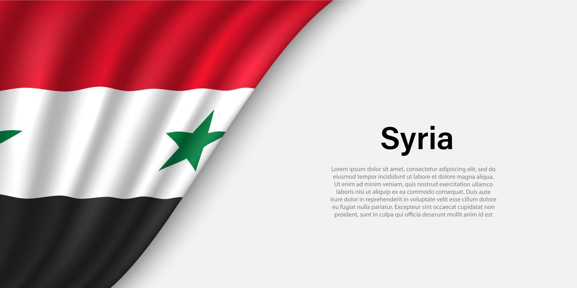 vague drapeau de Syrie sur blanc Contexte. vecteur