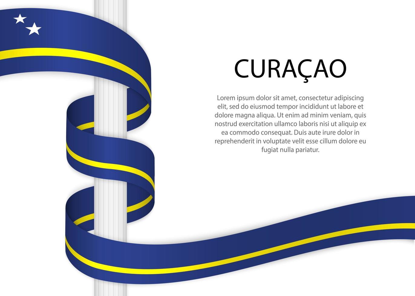 agitant ruban sur pôle avec drapeau de Curacao. modèle pour indépendant vecteur