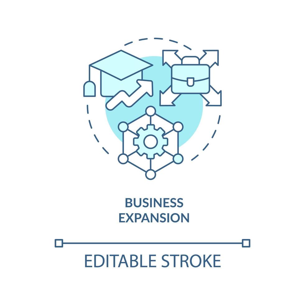 affaires expansion turquoise concept icône. développement. industrie spécifique éducation abstrait idée mince ligne illustration. isolé contour dessin. modifiable accident vasculaire cérébral vecteur