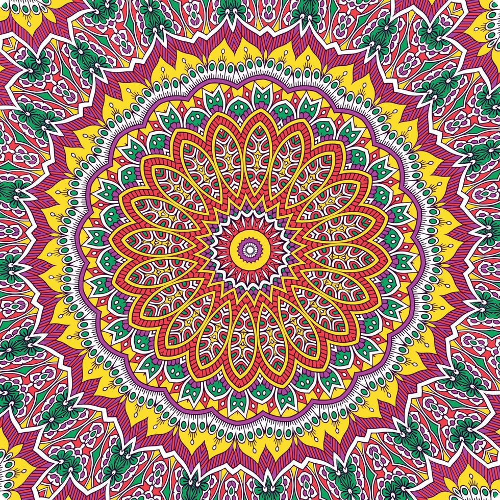 une coloré mandala avec une modèle de feuilles vecteur