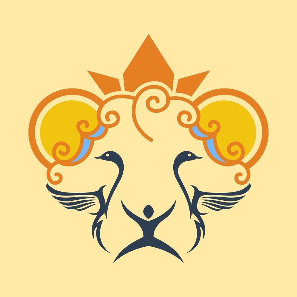 cygne et Lion concept logo. moderne et minimaliste logotype. en forme pour entreprise, marque, identité, marchandise, entreprise. vecteur eps dix.
