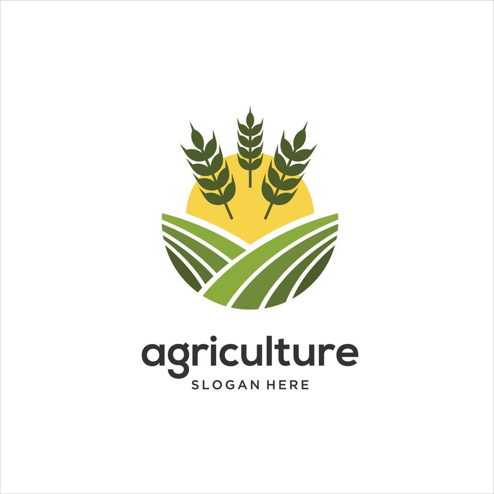 illustration de conception de logo vectoriel d'entreprise agricole, ferme de tracteurs, ferme de sol, champ de culture, pâturage, lait, grange, emblème, concept de conception, symbole créatif, icône.