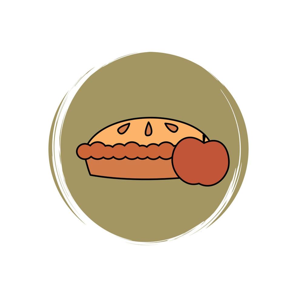 mignonne Pomme tarte icône vecteur, illustration sur cercle avec brosse texture, pour social médias récit et instagram points forts vecteur