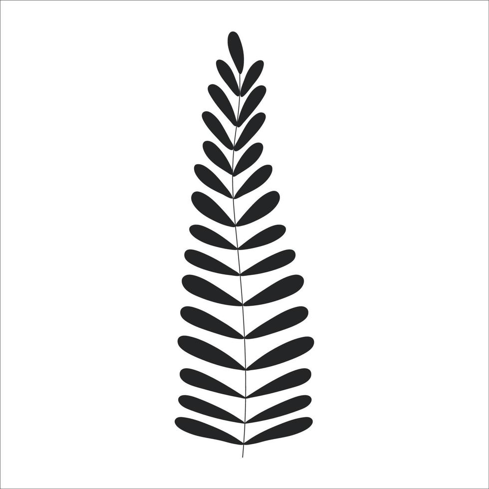 noir silhouette de une plante branche. fleur branche dans contour style main tiré sur isolé blanc Contexte. vecteur Stock illustration. tropical feuilles. minimal ligne art pour imprimer, couverture ou tatouage.