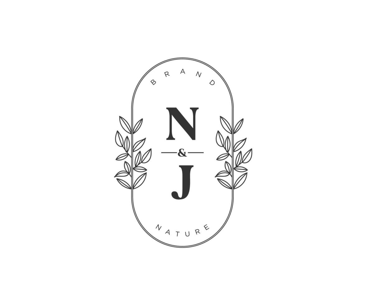 initiale New Jersey des lettres magnifique floral féminin modifiable premade monoline logo adapté pour spa salon peau cheveux beauté boutique et cosmétique entreprise. vecteur