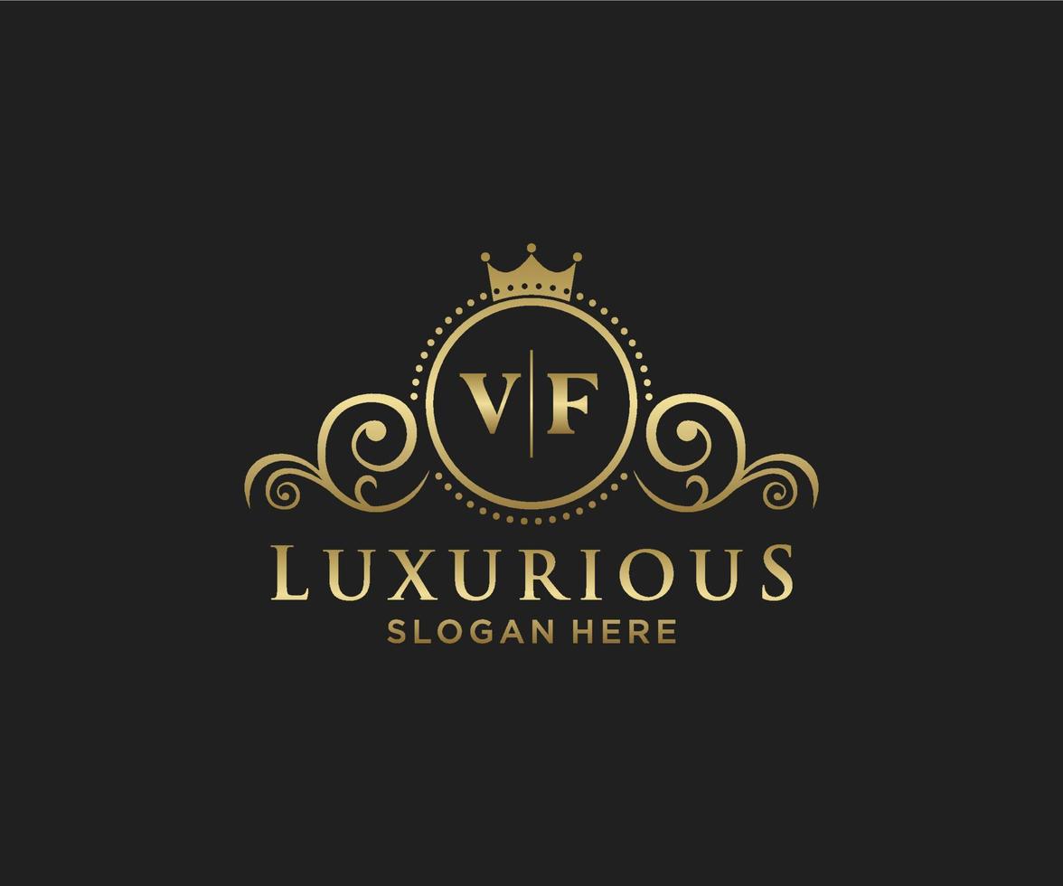 modèle initial de logo de luxe royal de lettre vf dans l'art vectoriel pour le restaurant, la royauté, la boutique, le café, l'hôtel, l'héraldique, les bijoux, la mode et d'autres illustrations vectorielles.