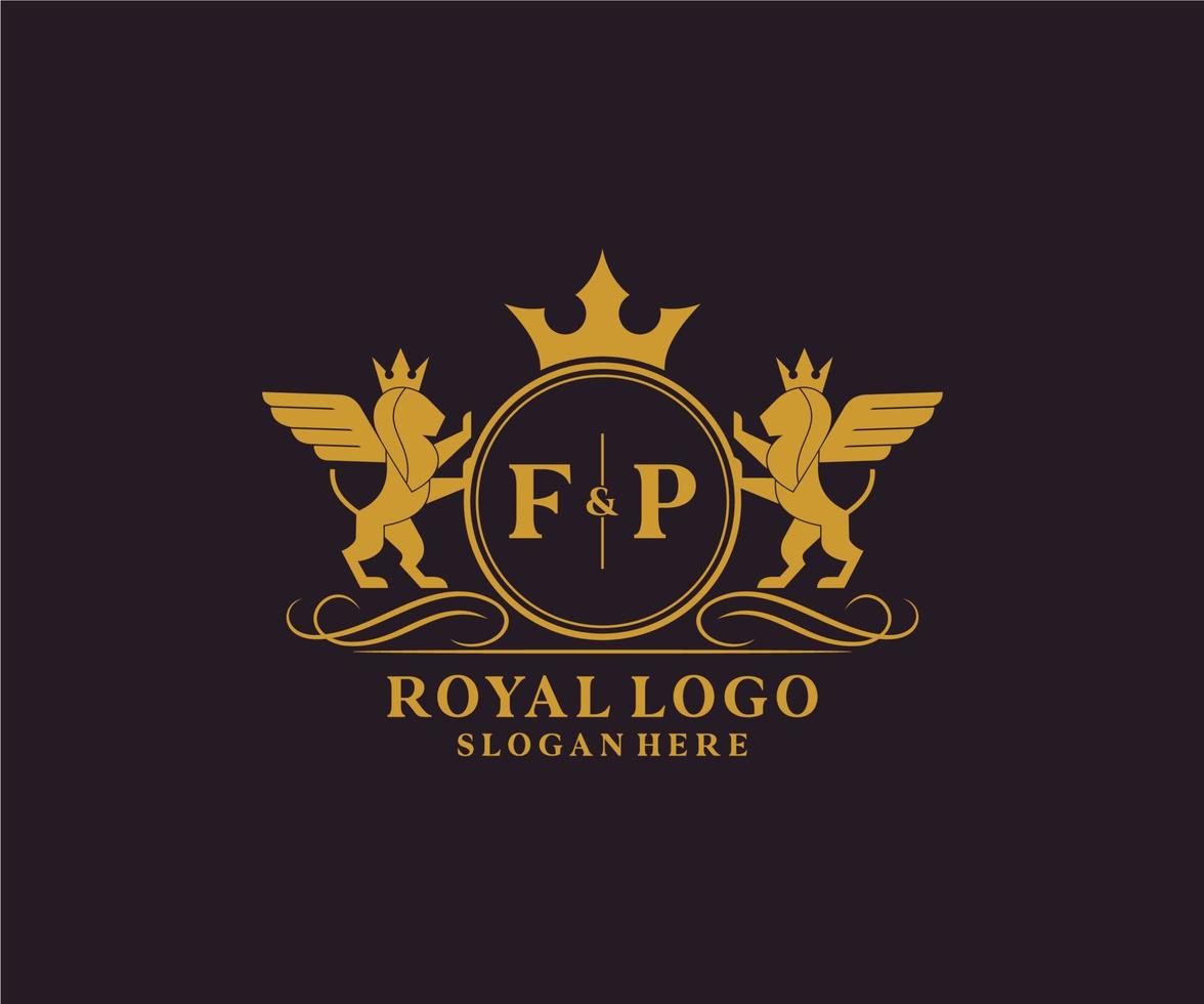 initiale fp lettre Lion Royal luxe héraldique, crête logo modèle dans vecteur art pour restaurant, royalties, boutique, café, hôtel, héraldique, bijoux, mode et autre vecteur illustration.