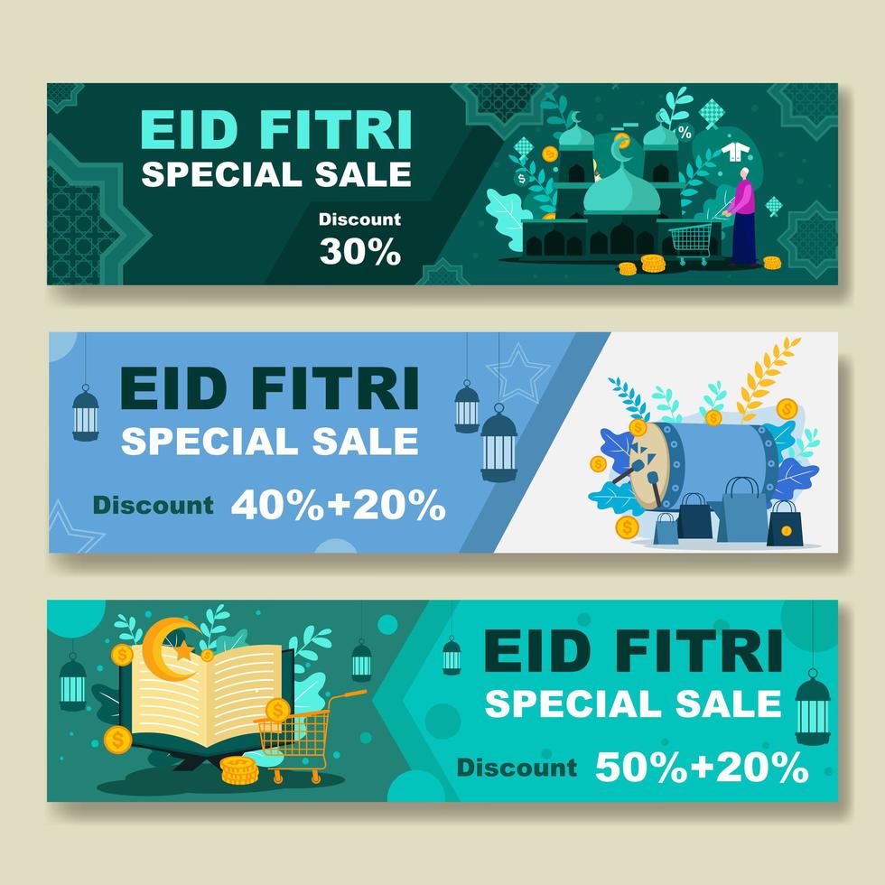 bannière de vente spéciale eid fitri vecteur