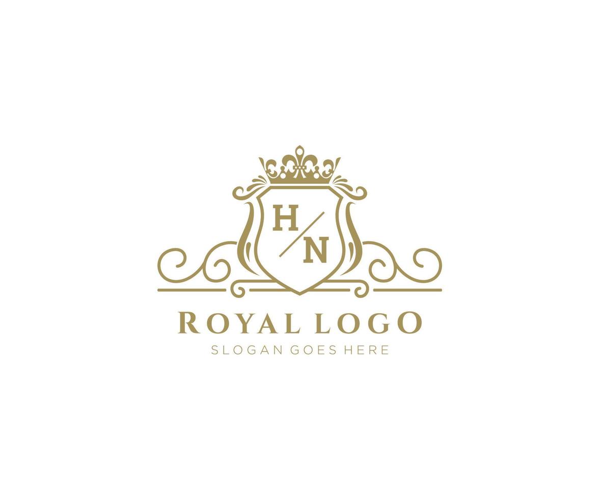 initiale hn lettre luxueux marque logo modèle, pour restaurant, royalties, boutique, café, hôtel, héraldique, bijoux, mode et autre vecteur illustration.