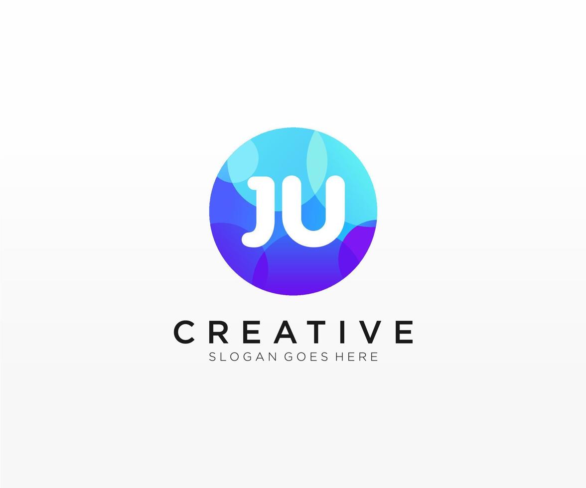 ju initiale logo avec coloré cercle modèle vecteur. vecteur