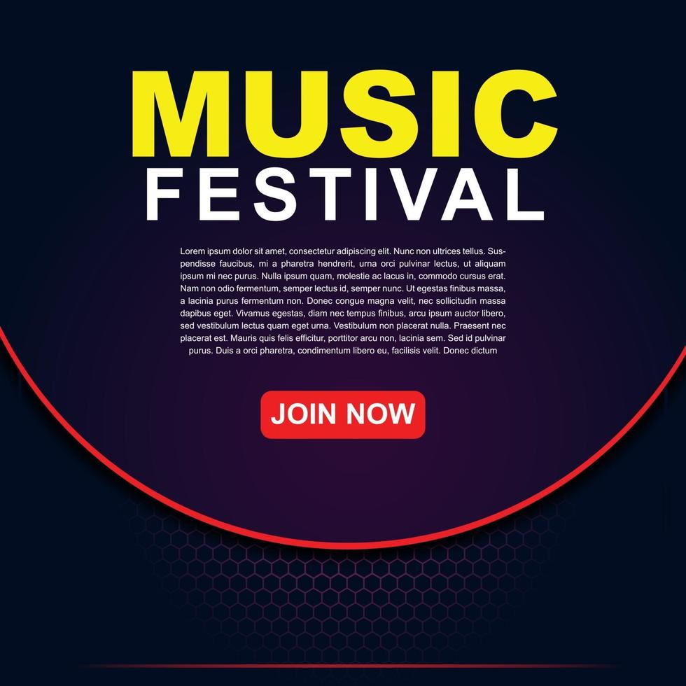 modèle de bannière de festival de musique pour publication sur les médias sociaux, publicités Web, affiche. modèle d'affiche de festival de musique. Dépliant de fond 3D pour le festival de musique. vecteur