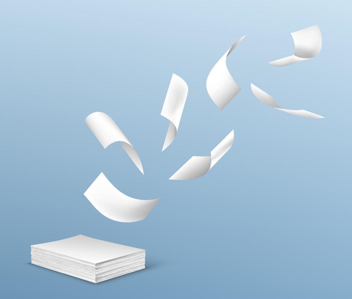 en volant blanc papier feuilles de empiler de les documents vecteur