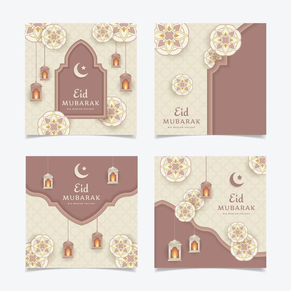 eid mubarak ensemble de publications sur les médias sociaux vecteur
