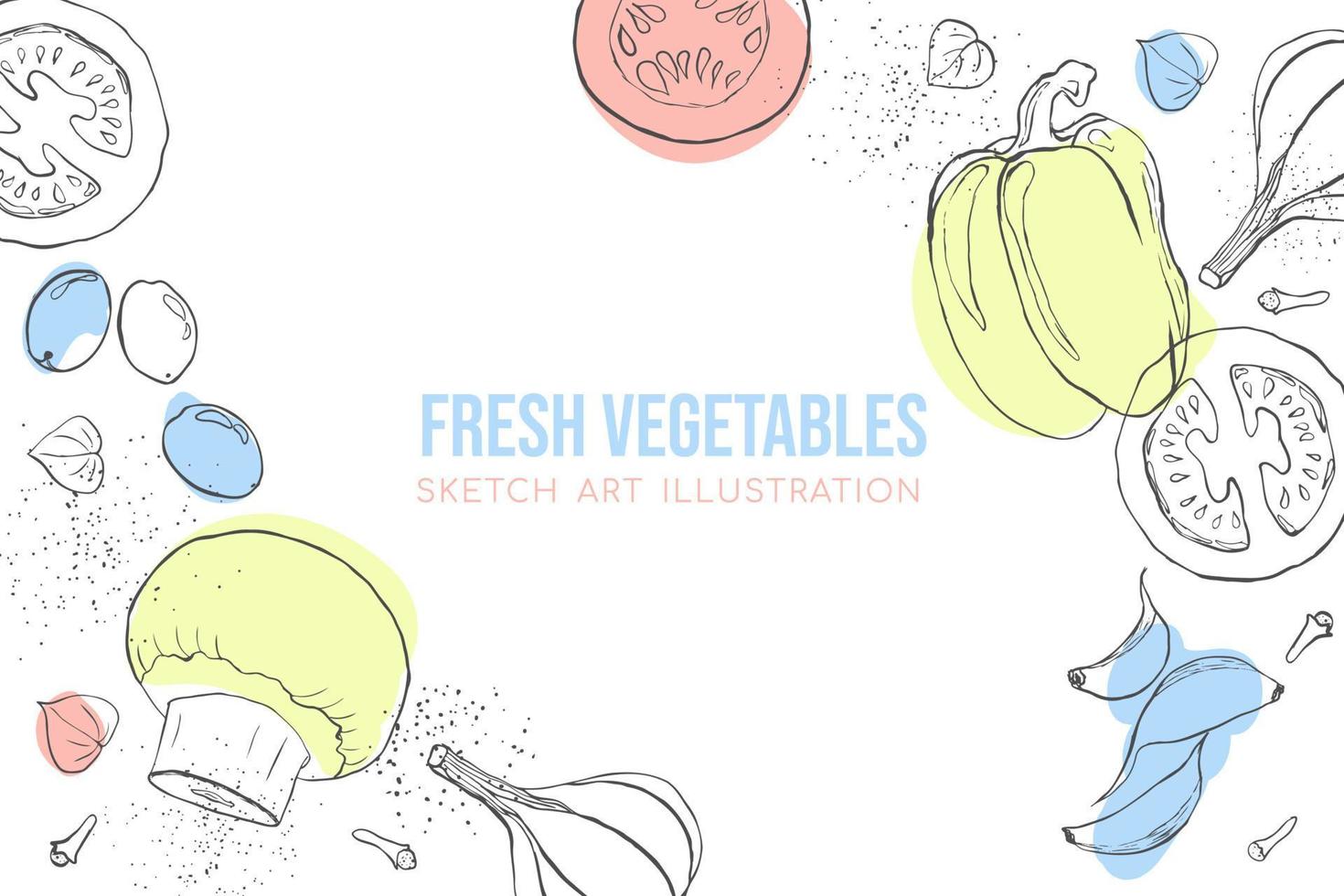 des légumes illustration esquisser art copie espace avec pastel brillant Couleur vecteur