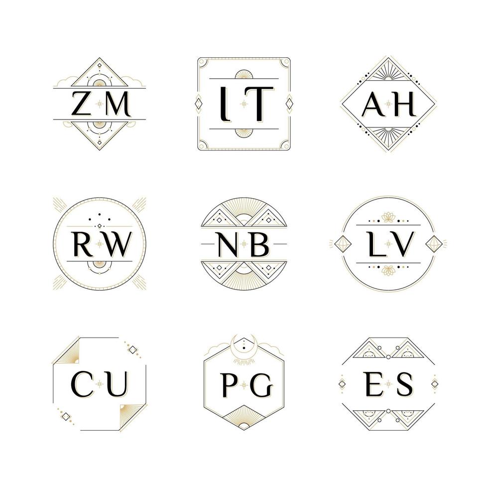 monogramme de mariage bichromie géométrique vecteur