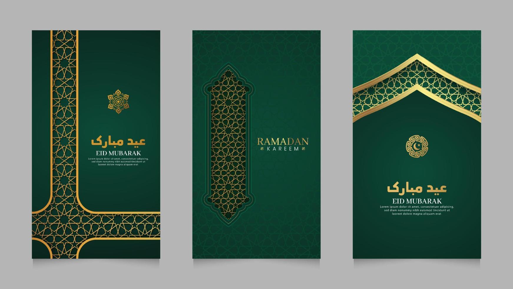 eid mubarak et Ramadan kareem vert islamique réaliste social médias histoires collection modèle vecteur