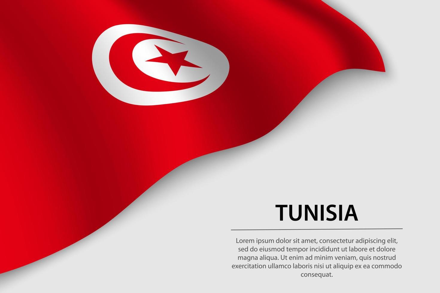 vague drapeau de Tunisie sur blanc Contexte. bannière ou ruban vecto vecteur