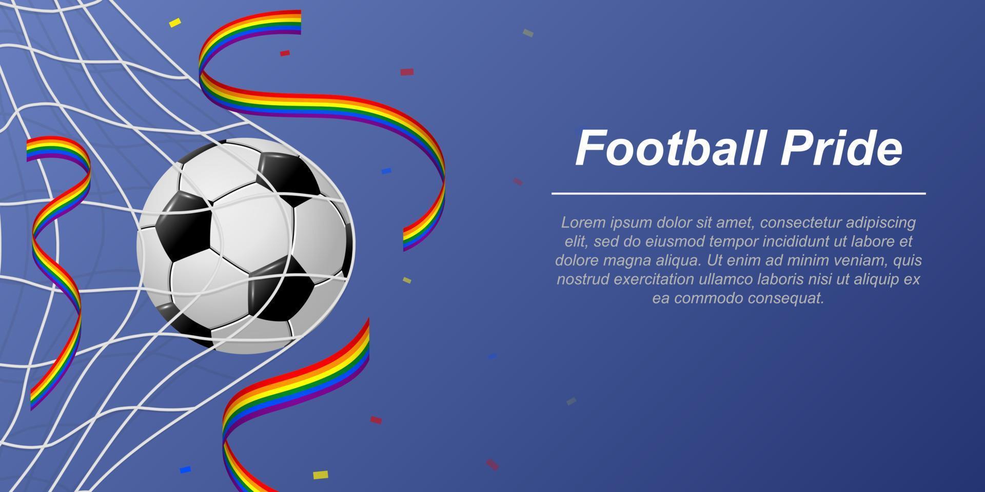 football Contexte avec en volant rubans dans couleurs de le lgbt drapeau vecteur