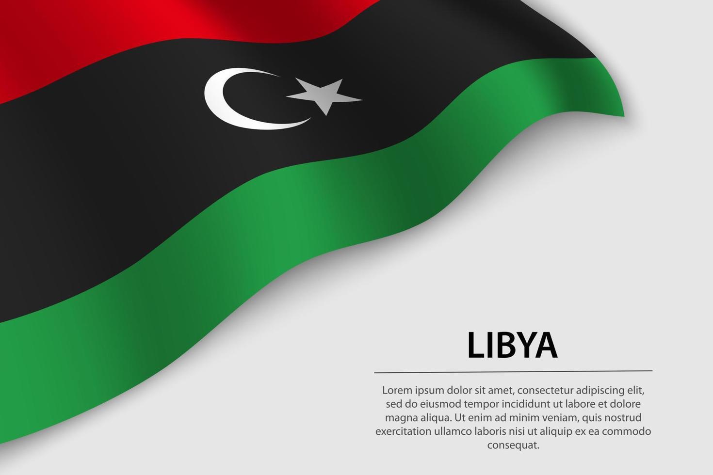 vague drapeau de Libye sur blanc Contexte. bannière ou ruban vecteur