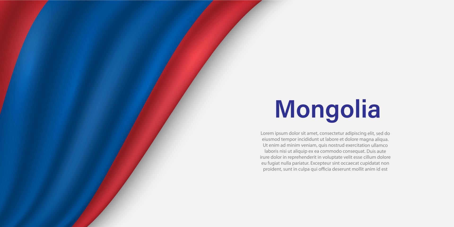 vague drapeau de Mongolie sur blanc Contexte. vecteur