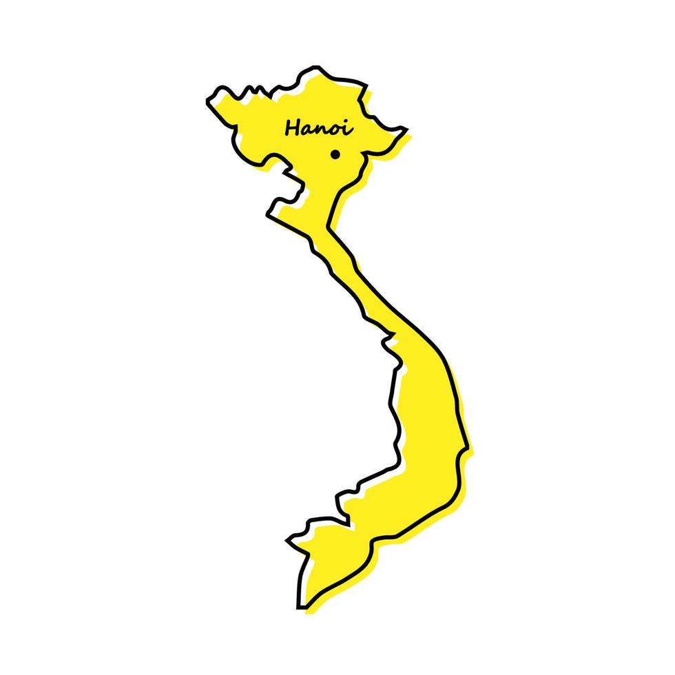 Facile contour carte de vietnam avec Capitale emplacement vecteur