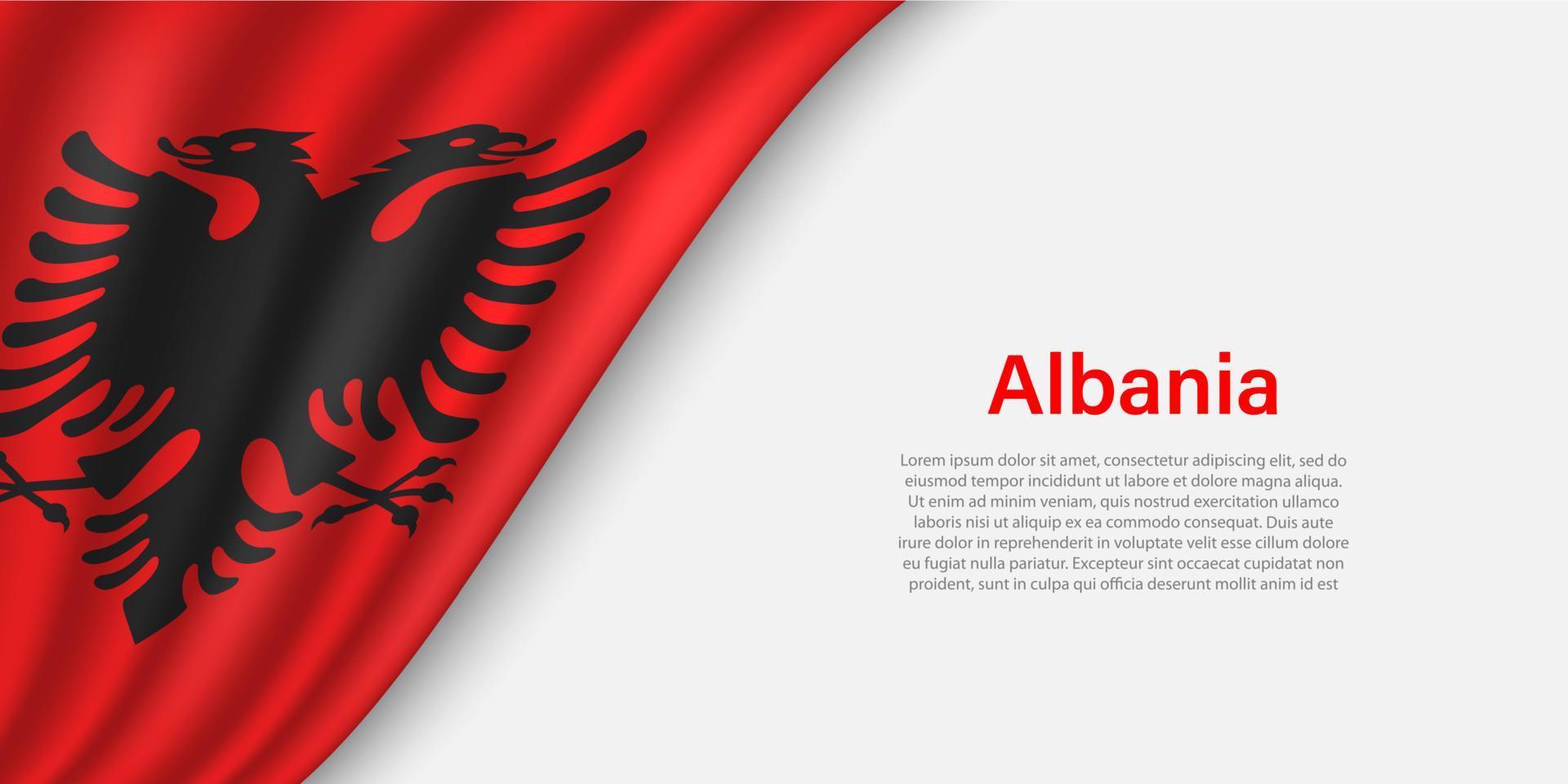 vague drapeau de Albanie sur blanc Contexte. vecteur