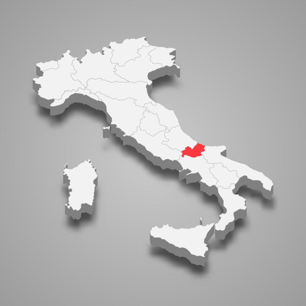 Région emplacement dans Italie 3d carte modèle pour votre conception vecteur