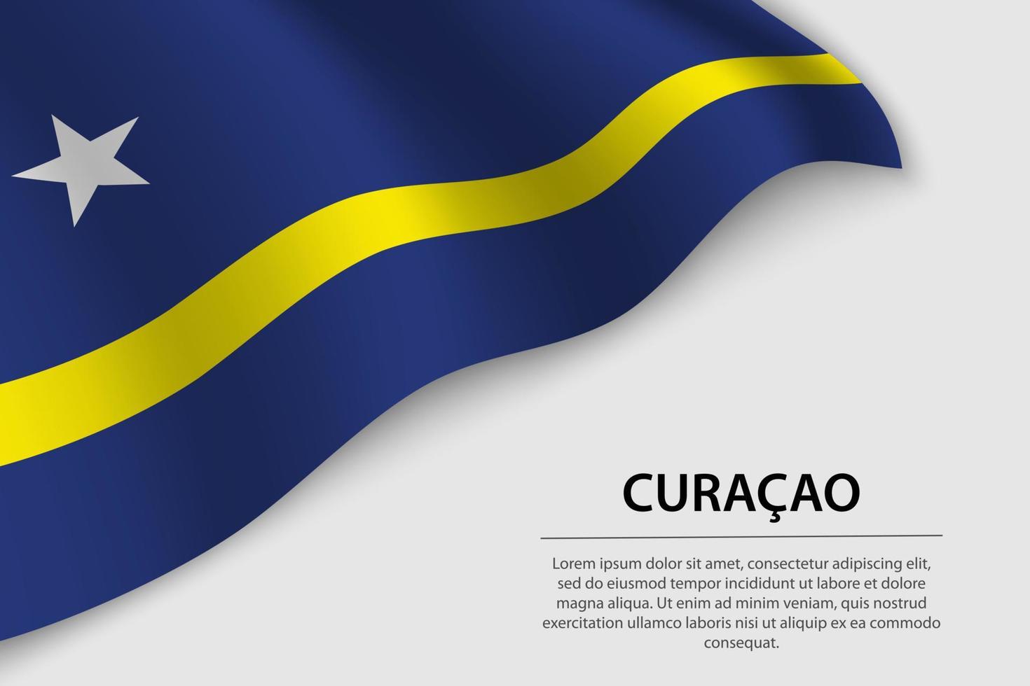 vague drapeau de Curacao sur blanc Contexte. bannière ou ruban vecto vecteur