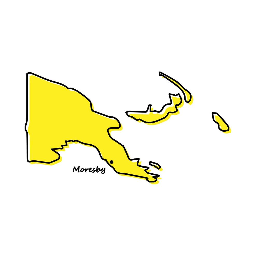 Facile contour carte de papouasie Nouveau Guinée avec Capitale emplacement vecteur