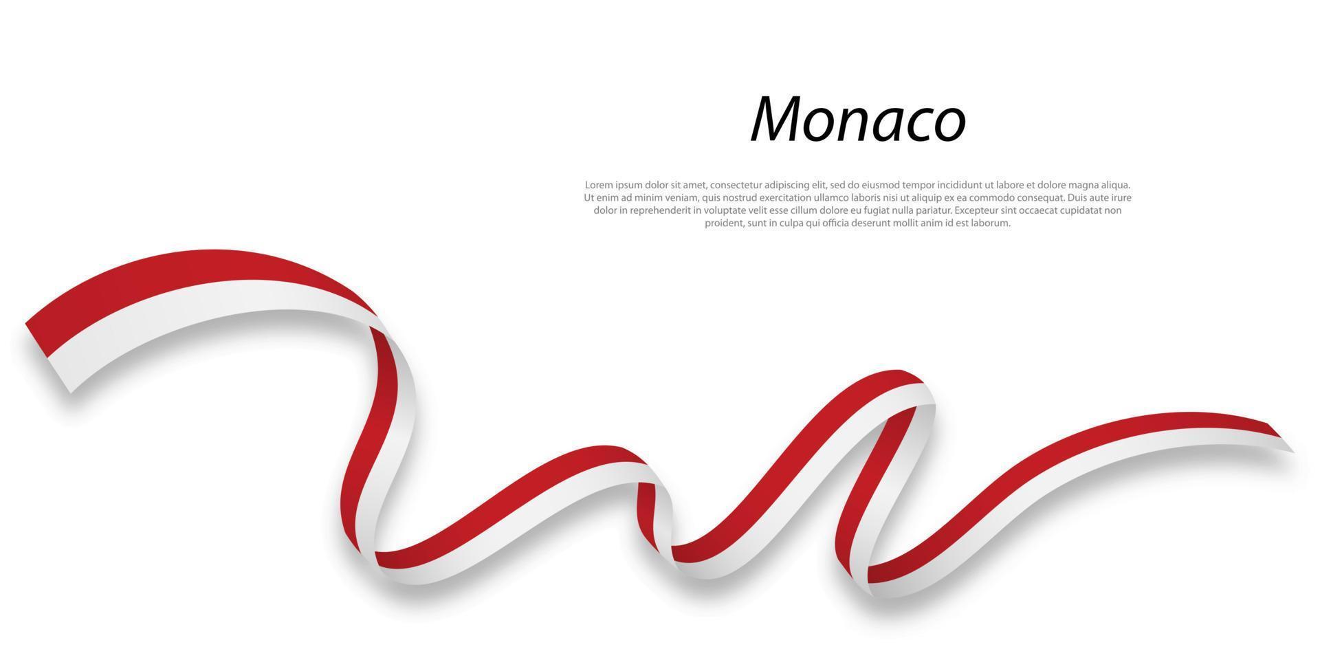 agitant ruban ou bannière avec drapeau de Monaco. vecteur