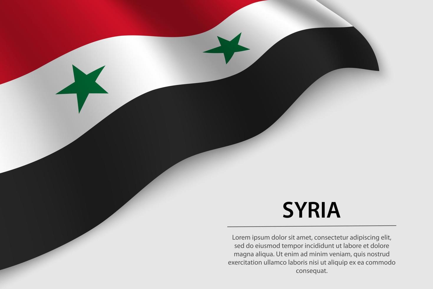 vague drapeau de Syrie sur blanc Contexte. bannière ou ruban vecteur