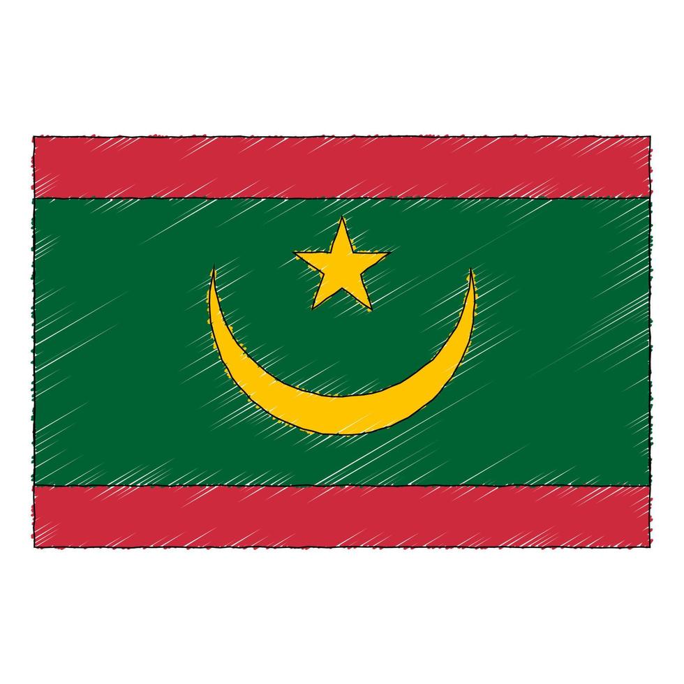 main tiré esquisser drapeau de mauritanie. griffonnage style icône vecteur
