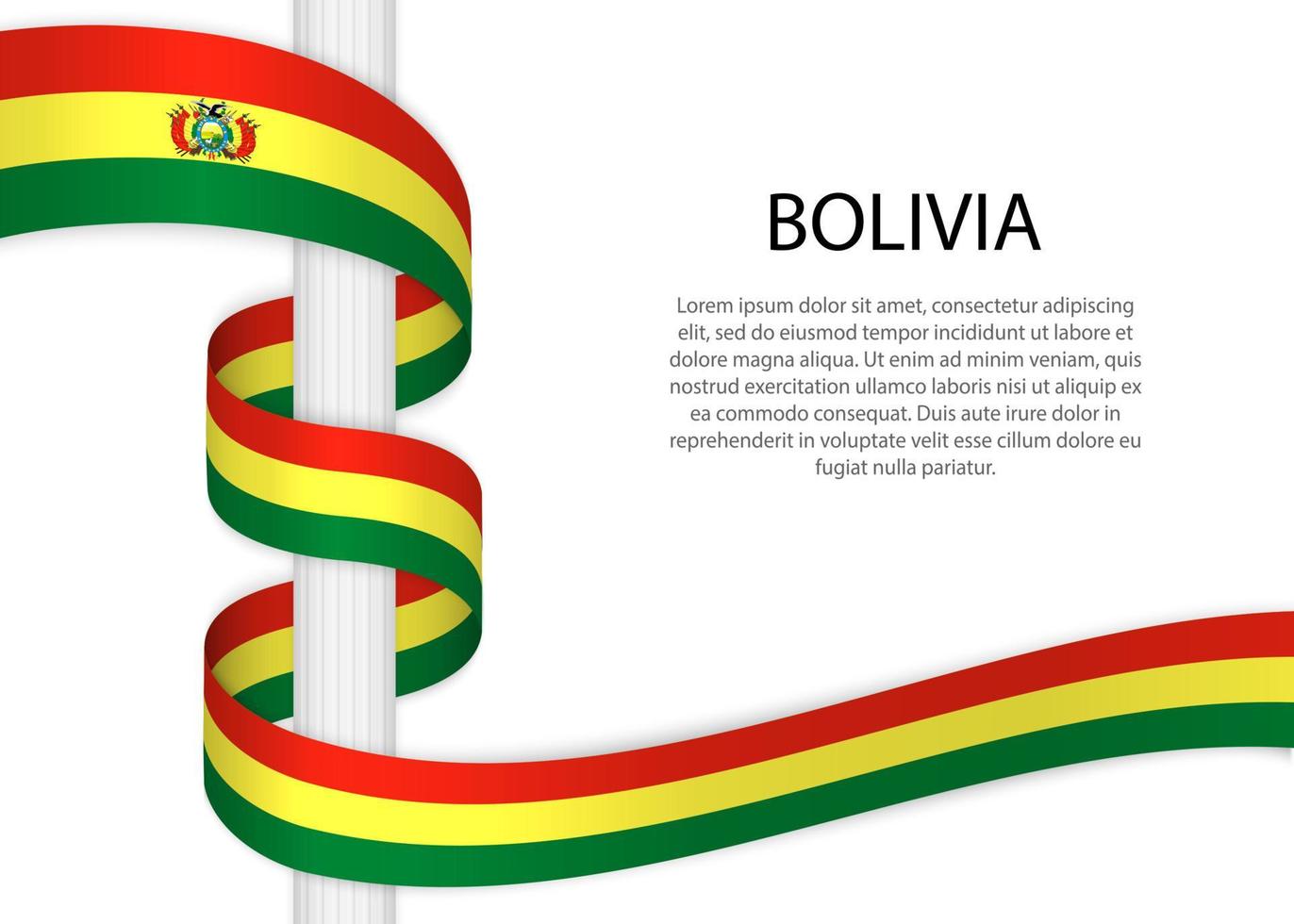 agitant ruban sur pôle avec drapeau de Bolivie. modèle pour indépendant vecteur