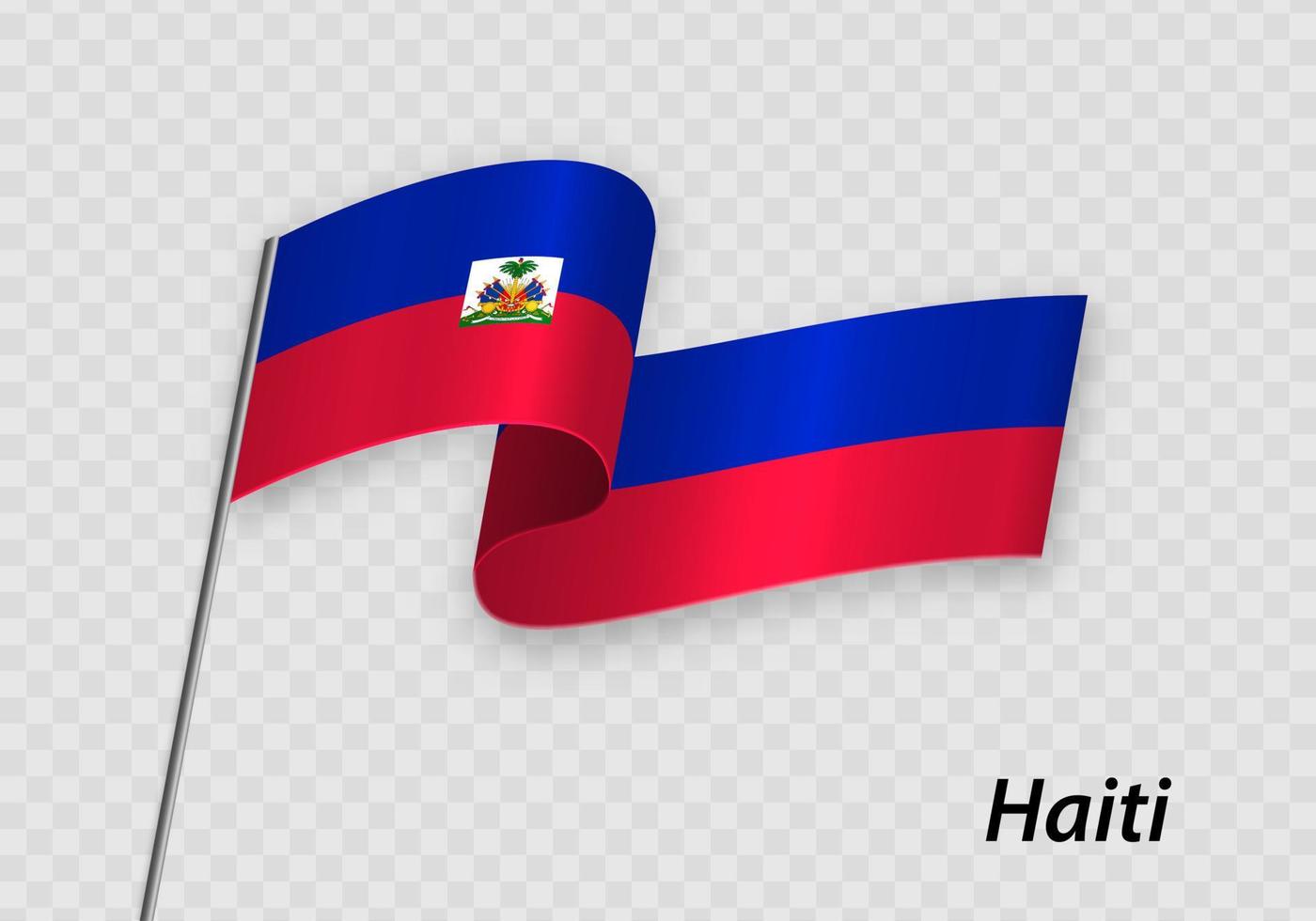 agitant le drapeau d'haïti sur le mât. modèle pour le jour de l'indépendance vecteur
