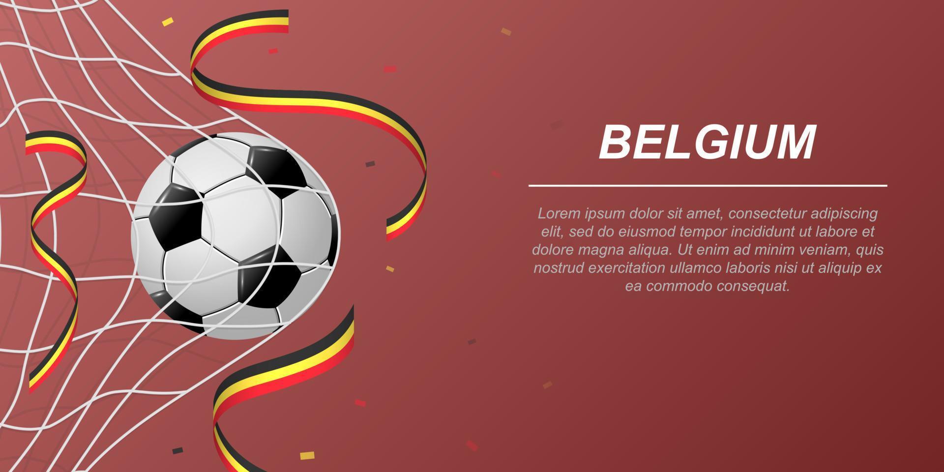 football Contexte avec en volant rubans dans couleurs de le drapeau de Belgique vecteur