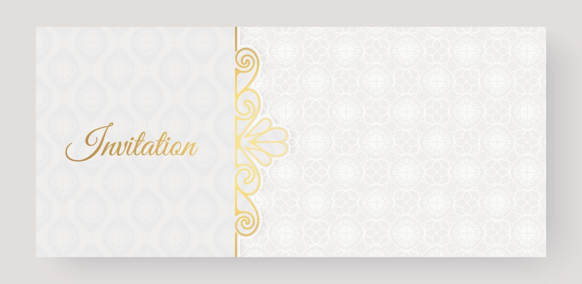 motif ornemental de style de fond invitation blanche de luxe vecteur