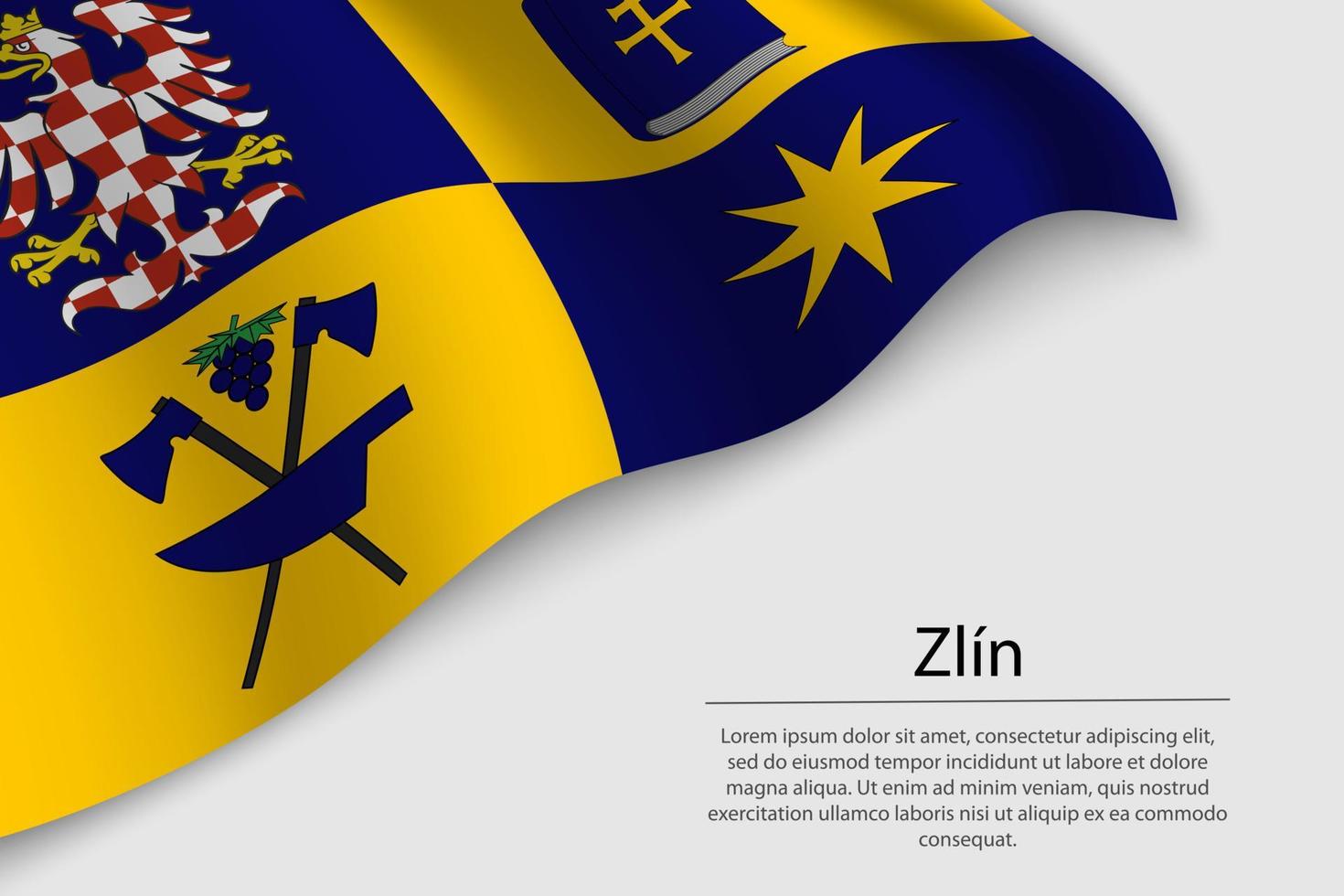 vague drapeau de zlin est une Etat de tchèque république. vecteur