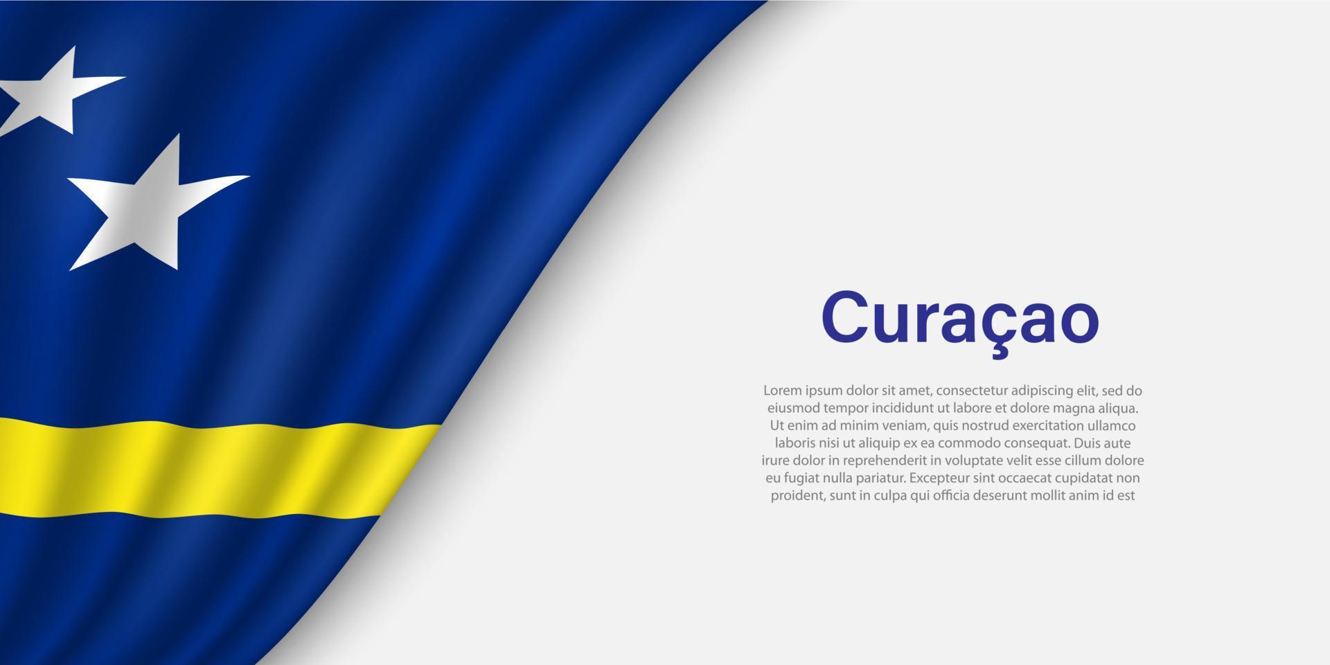 vague drapeau de Curacao sur blanc Contexte. vecteur