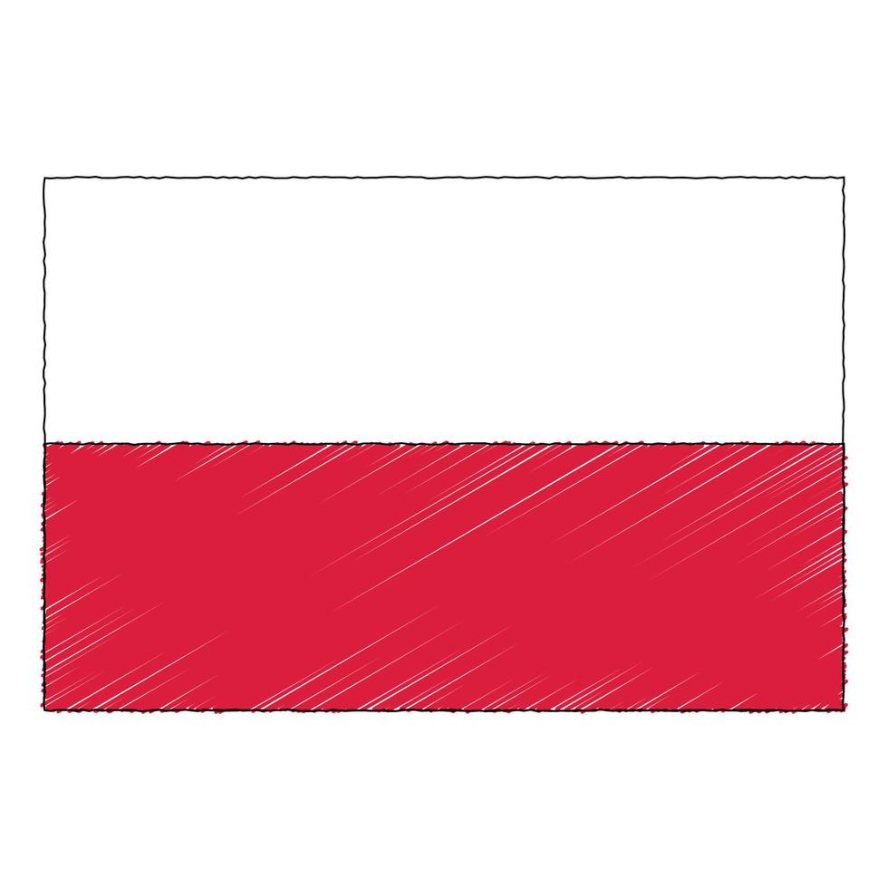 main tiré esquisser drapeau de Pologne. griffonnage style icône vecteur