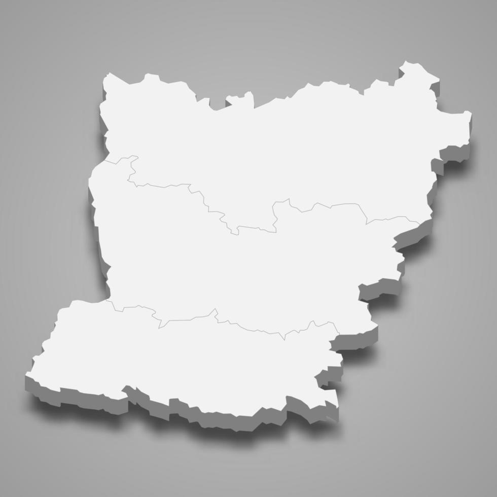 3d isométrique carte de mayenne est une département dans France vecteur