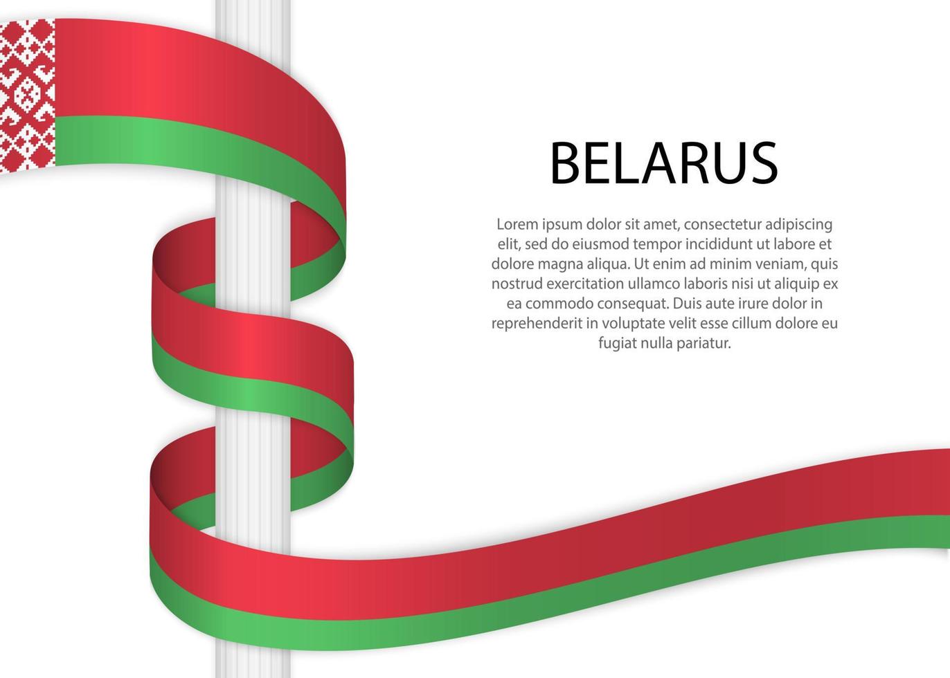 agitant ruban sur pôle avec drapeau de biélorussie. modèle pour indépendant vecteur