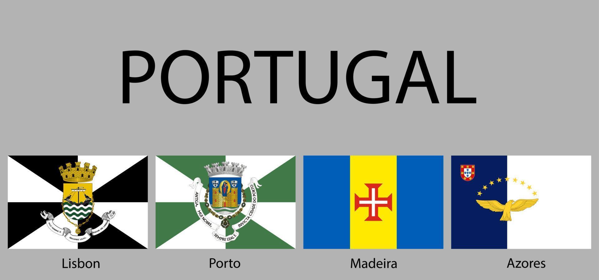 drapeaux de Régions de le Portugal. vecteur