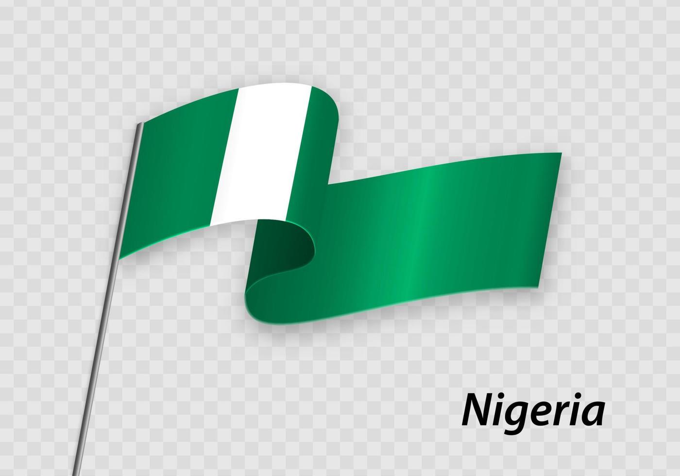 agitant drapeau de Nigeria sur mât de drapeau. modèle pour indépendance journée vecteur