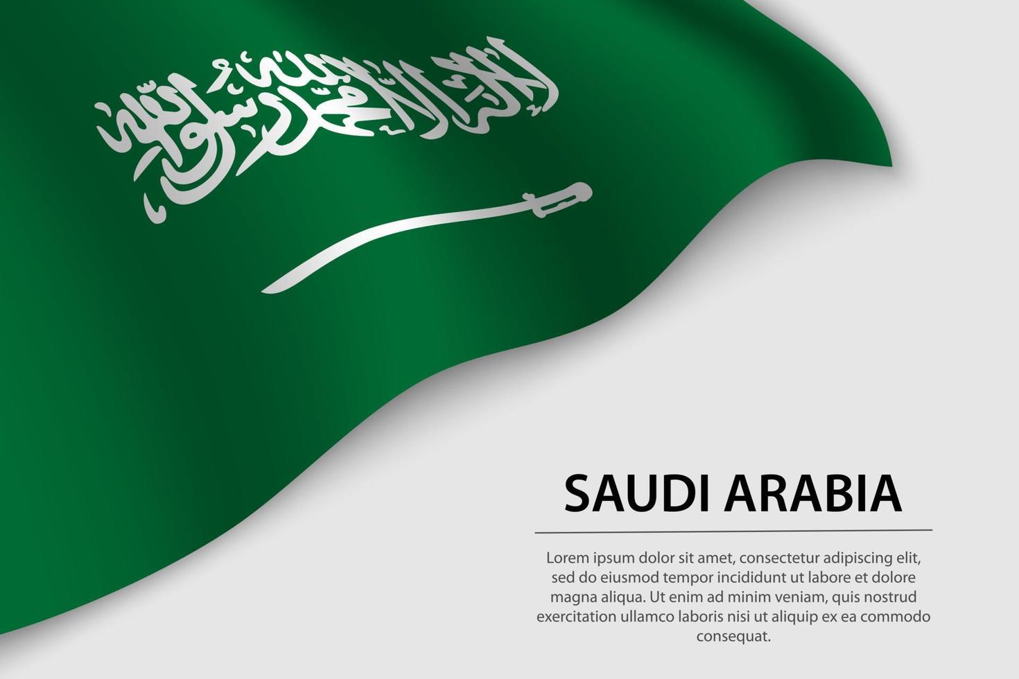 vague drapeau de saoudien Saoudite sur blanc Contexte. bannière ou ruban vecteur