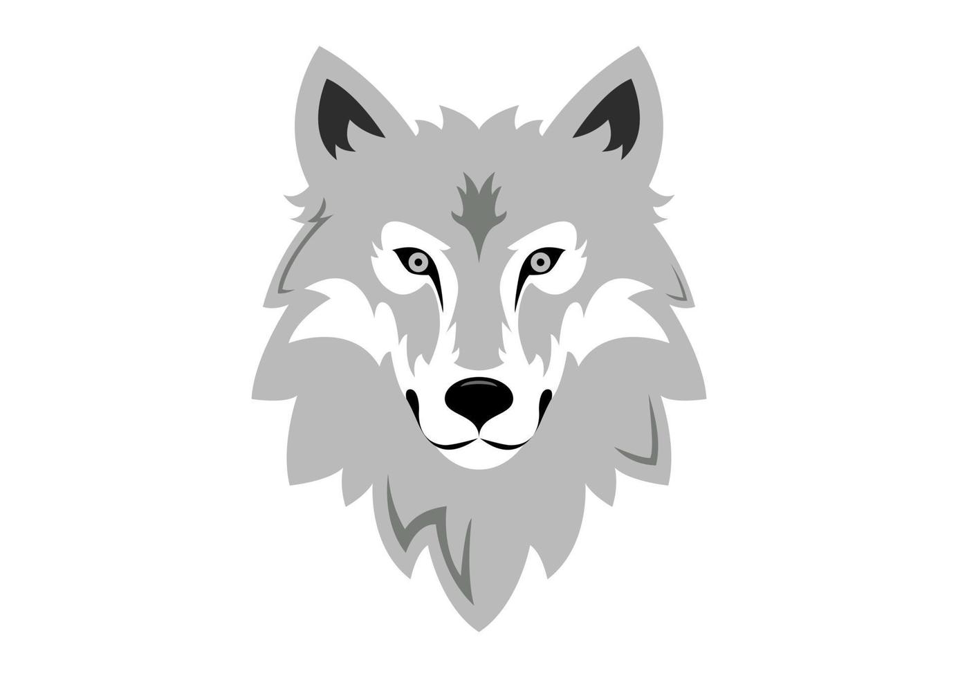 Loup tête icône logo plat conception vecteur
