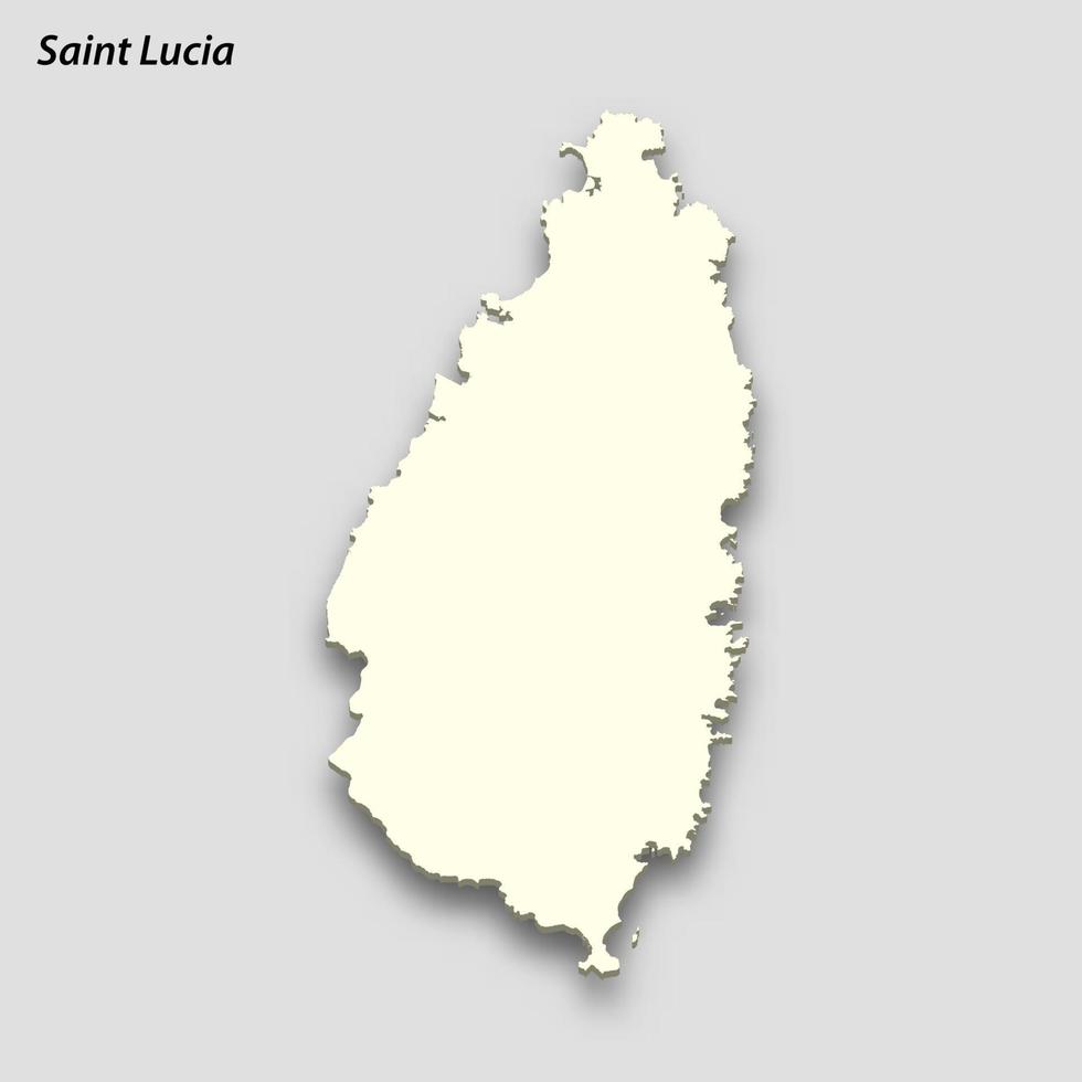 3d isométrique carte de Saint lucia isolé avec ombre vecteur