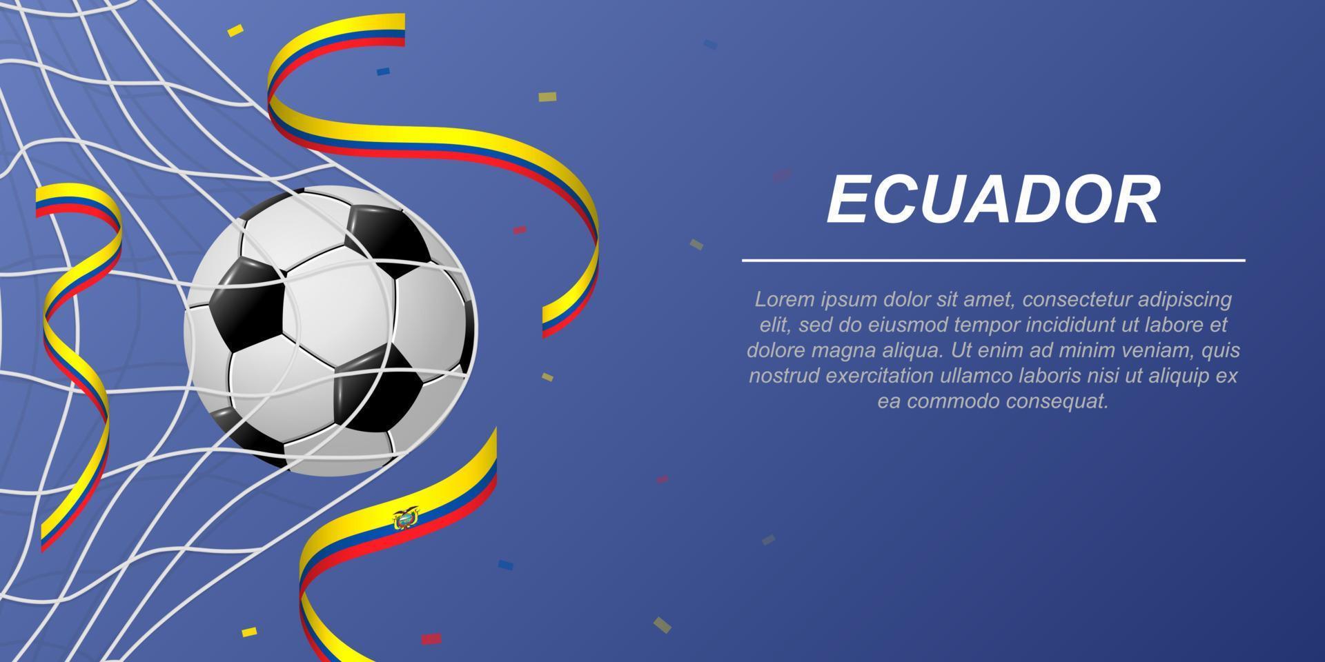 football Contexte avec en volant rubans dans couleurs de le drapeau de équateur vecteur