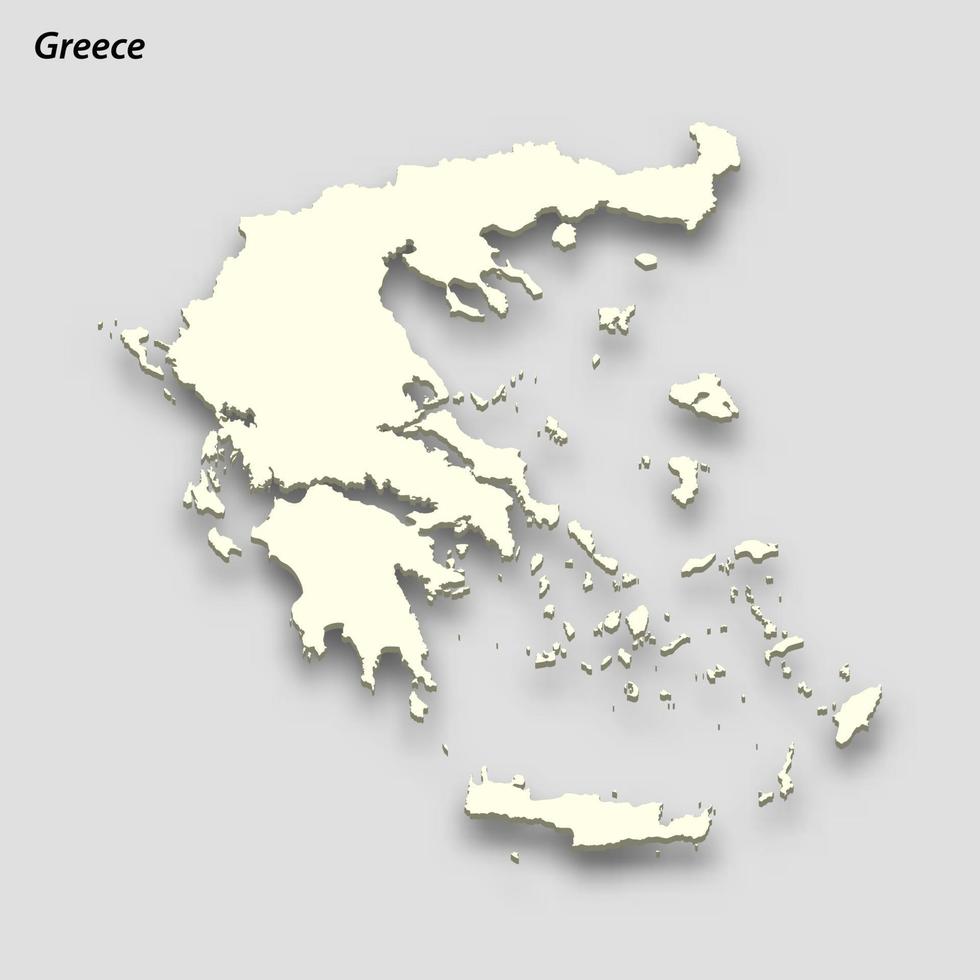 3d isométrique carte de Grèce isolé avec ombre vecteur