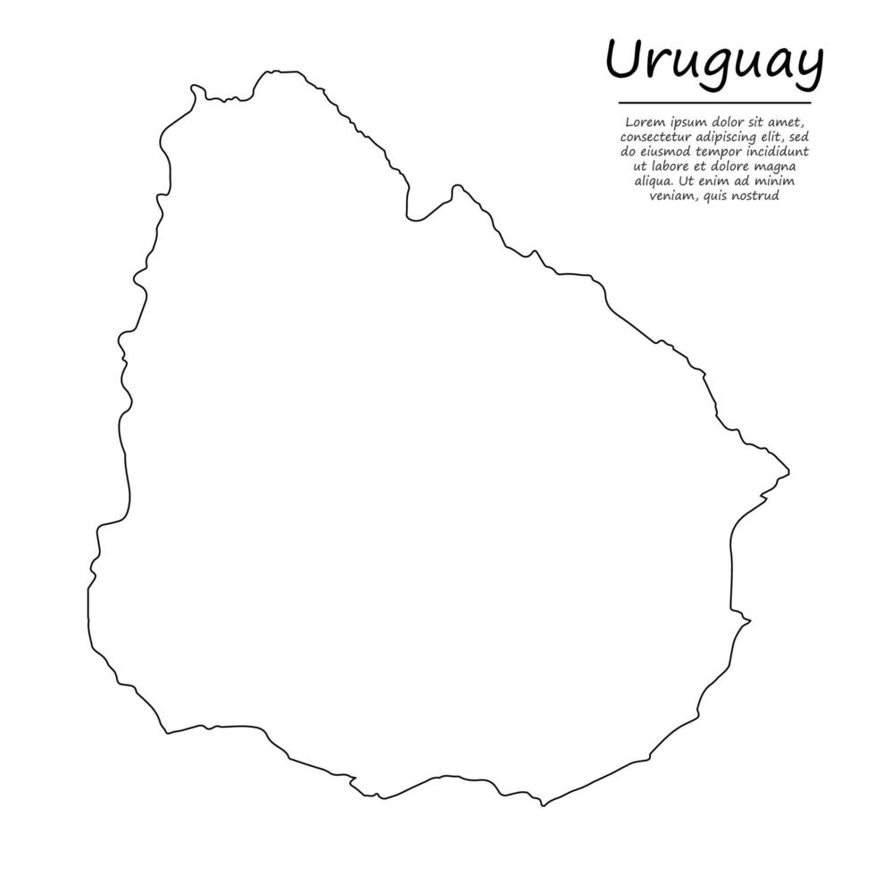 Facile contour carte de Uruguay, silhouette dans esquisser ligne style vecteur